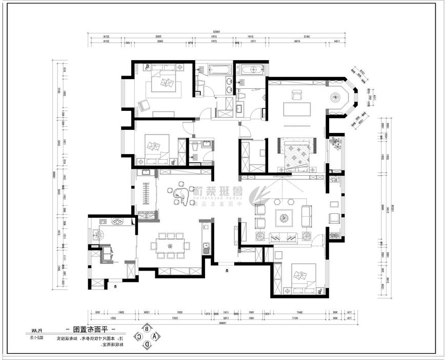 万达ONE,中式风格效果图,平面布局图